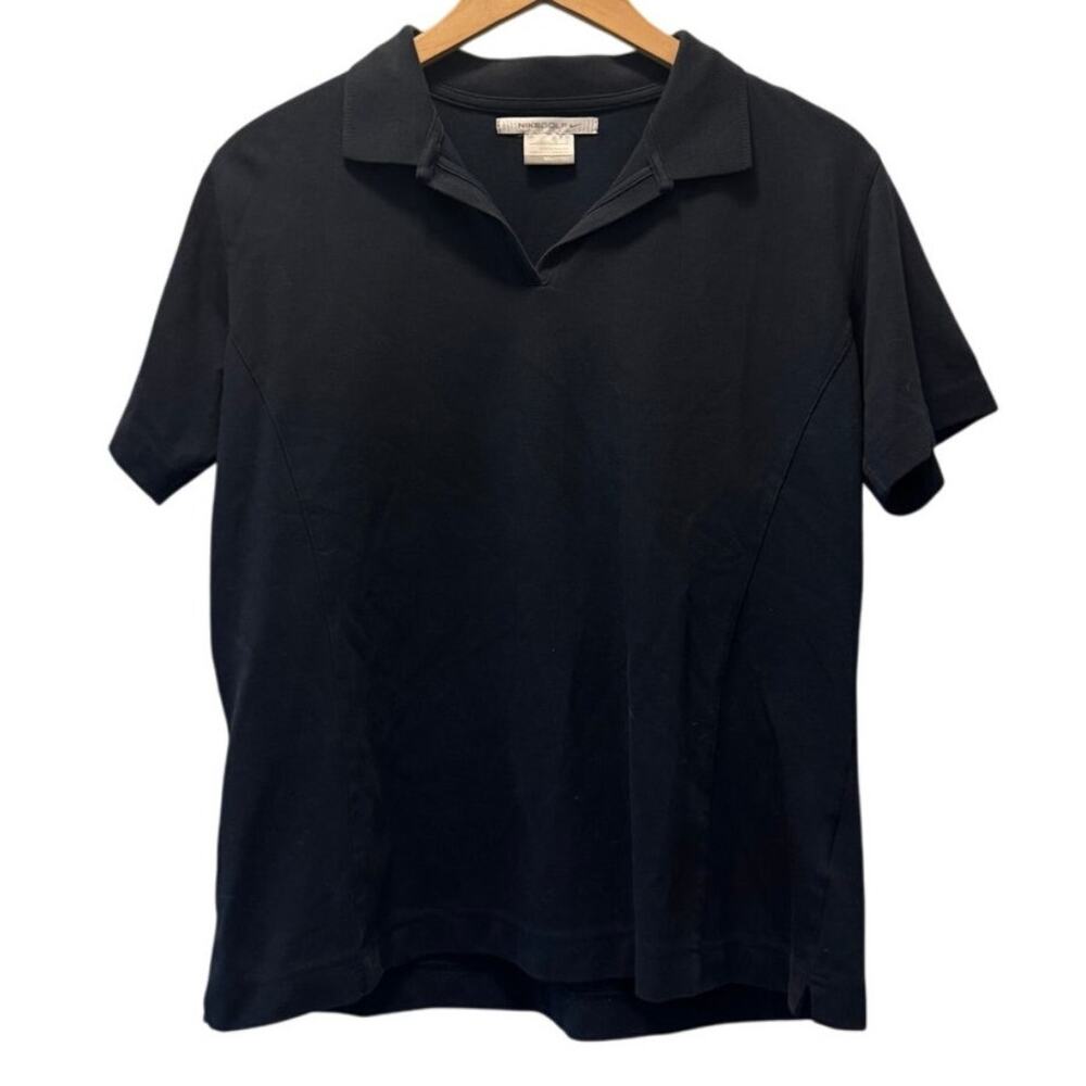 Nike Golf Dry Fit Women's Black Cotton Stretch Short Sleeve Polo Shirts L Large